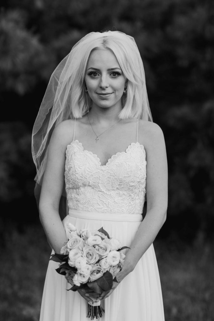 Black and White Portrait of Bride by Saint Charles Wedding Photographer