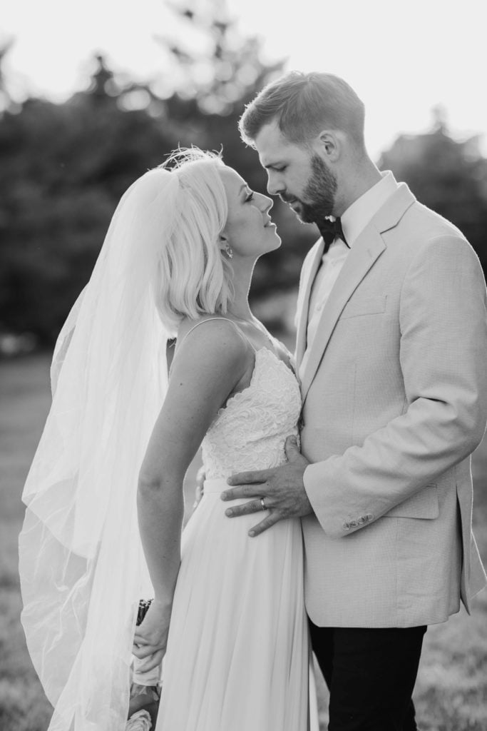 Black and White Portraits of Bride and Groom by Geneva, Illinois Wedding Photographer