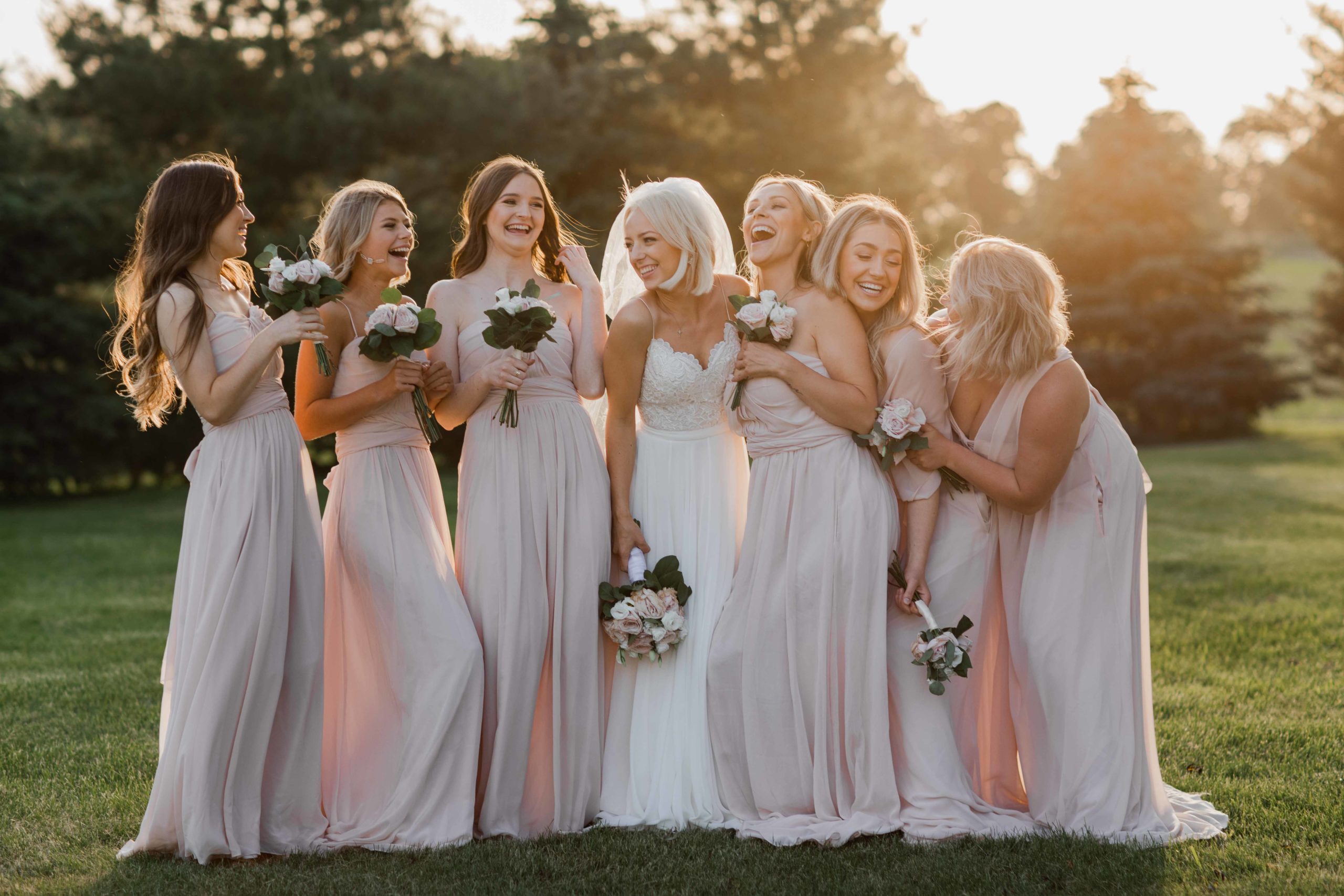 Bridesmaids portraits fun by Geneva, Illinois Wedding Photographer