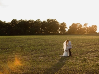 Golden hour in field in Illinois by Geneva Photographer