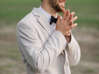 Groom reacting to his bride Geneva Illinois Wedding Photographer