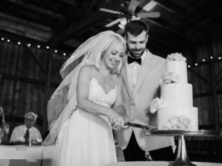 Wedding Reception Cake Cutting Photos by Geneva, Illinois Wedding Photographer