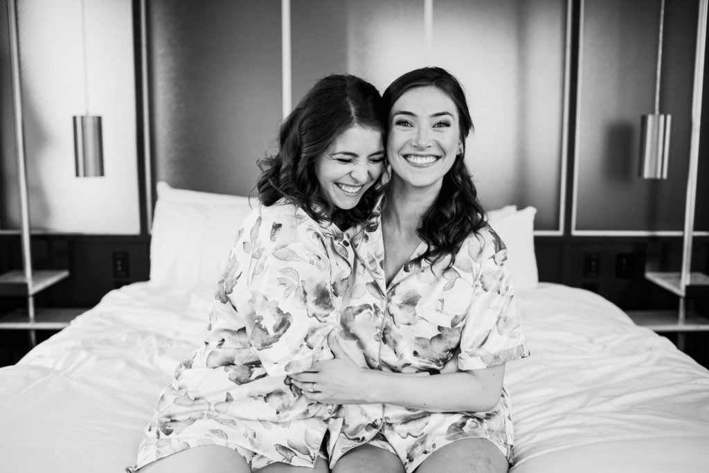 Chicago Illinois Wedding Photography Bride and Maid of Honor in Robey Hotel