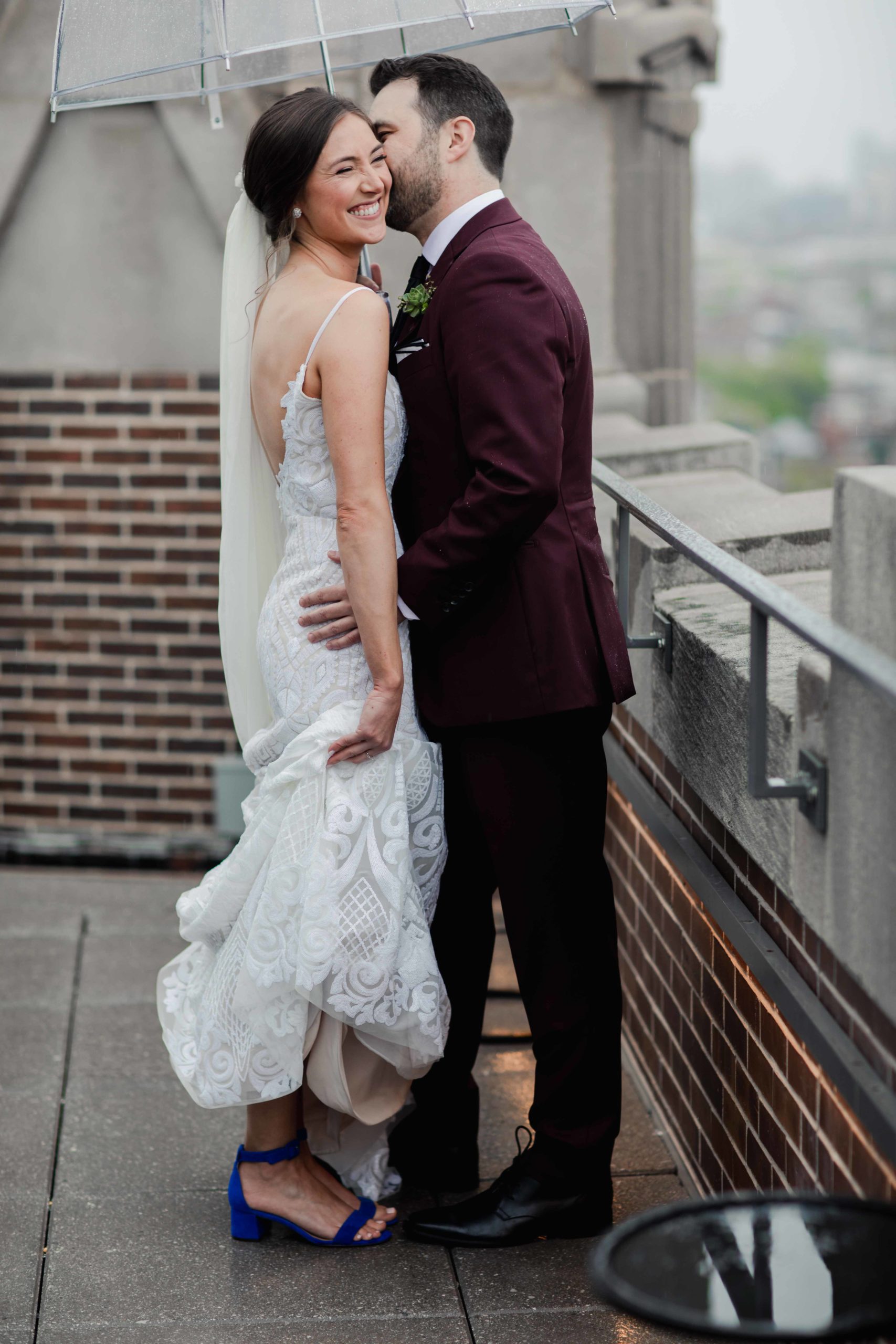 Chicago Illinois Wedding Photography The Robey Hotel Rooftop in the rain