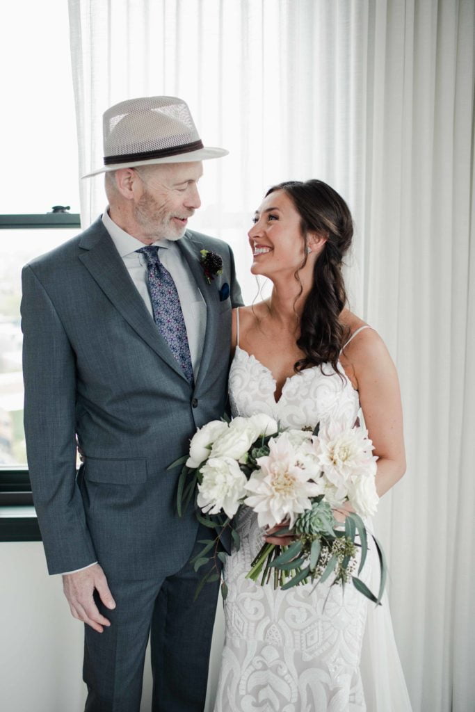 Chicago Illinois Wedding Photography The Robey Hotel with Bride and Father
