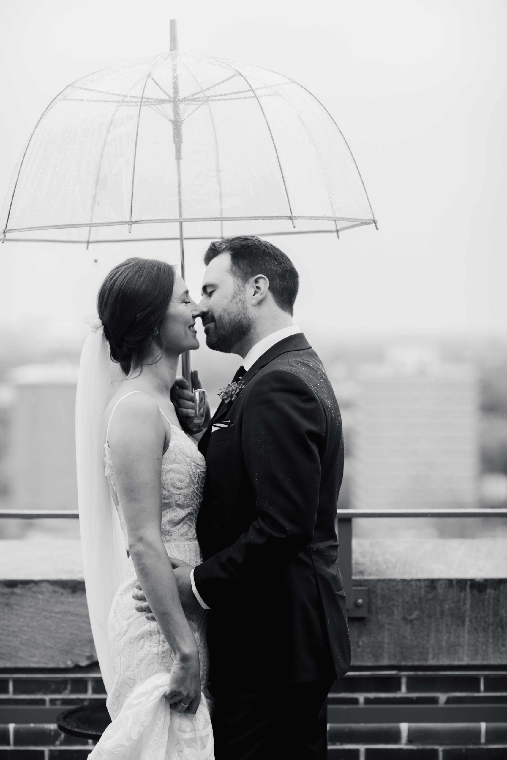 Chicago Illinois Wedding Photography bride and groom in rain