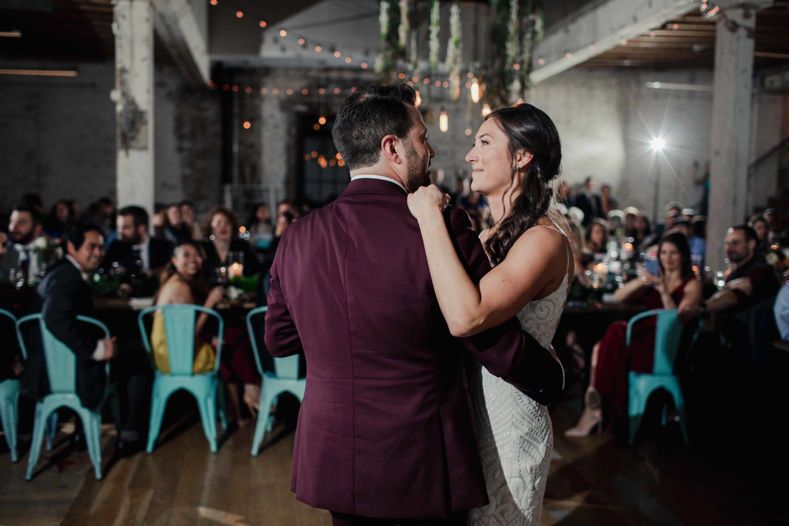 Chicago Illinois Wedding Photography first dance at the Joinery venue
