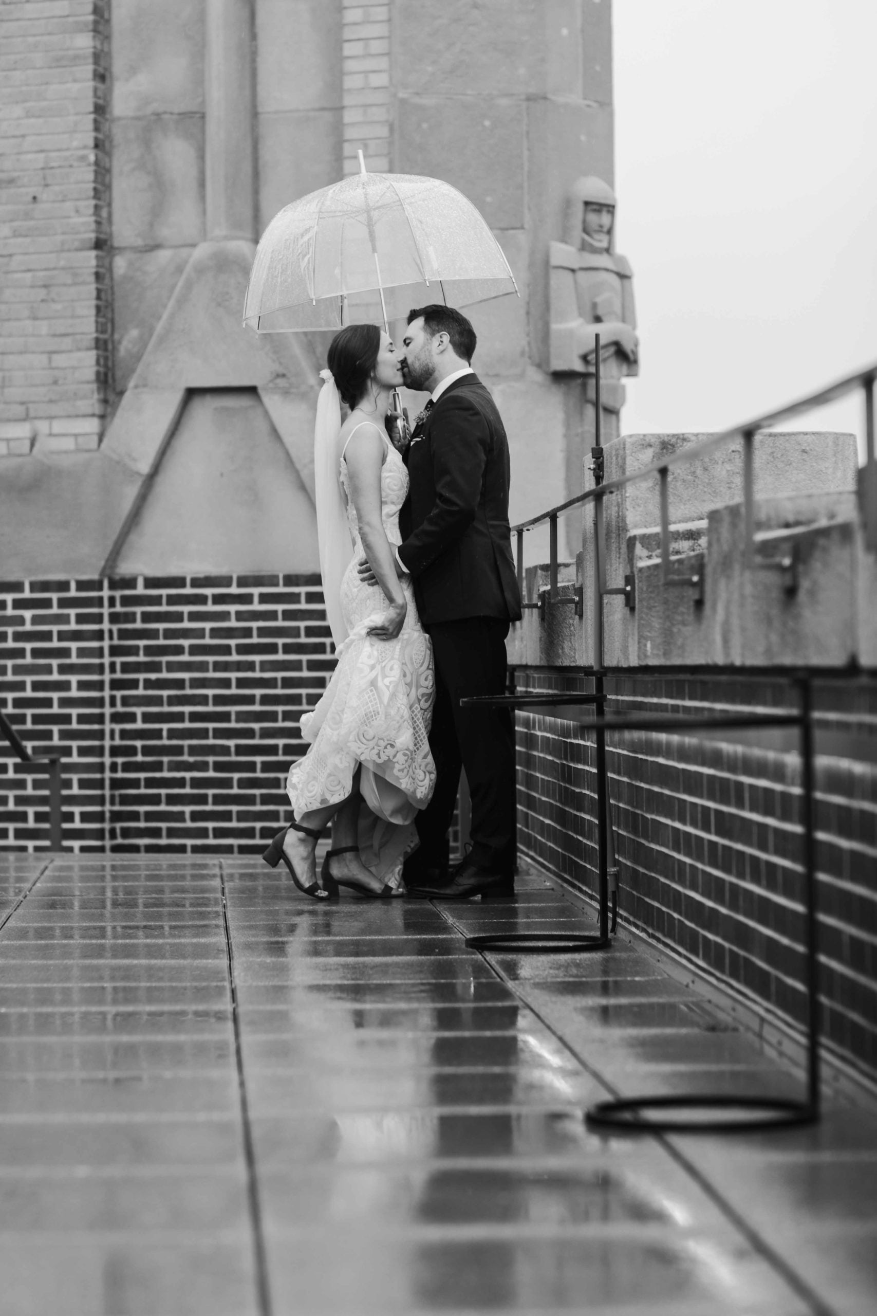Chicago Illinois Wedding Photography in the rain at The Robey Hotel rooftop