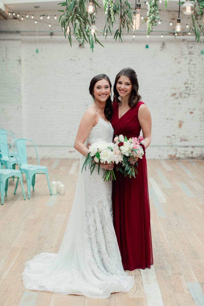 Chicago Illinois Wedding Photography portraits with bride and maid of honor at the Joinery