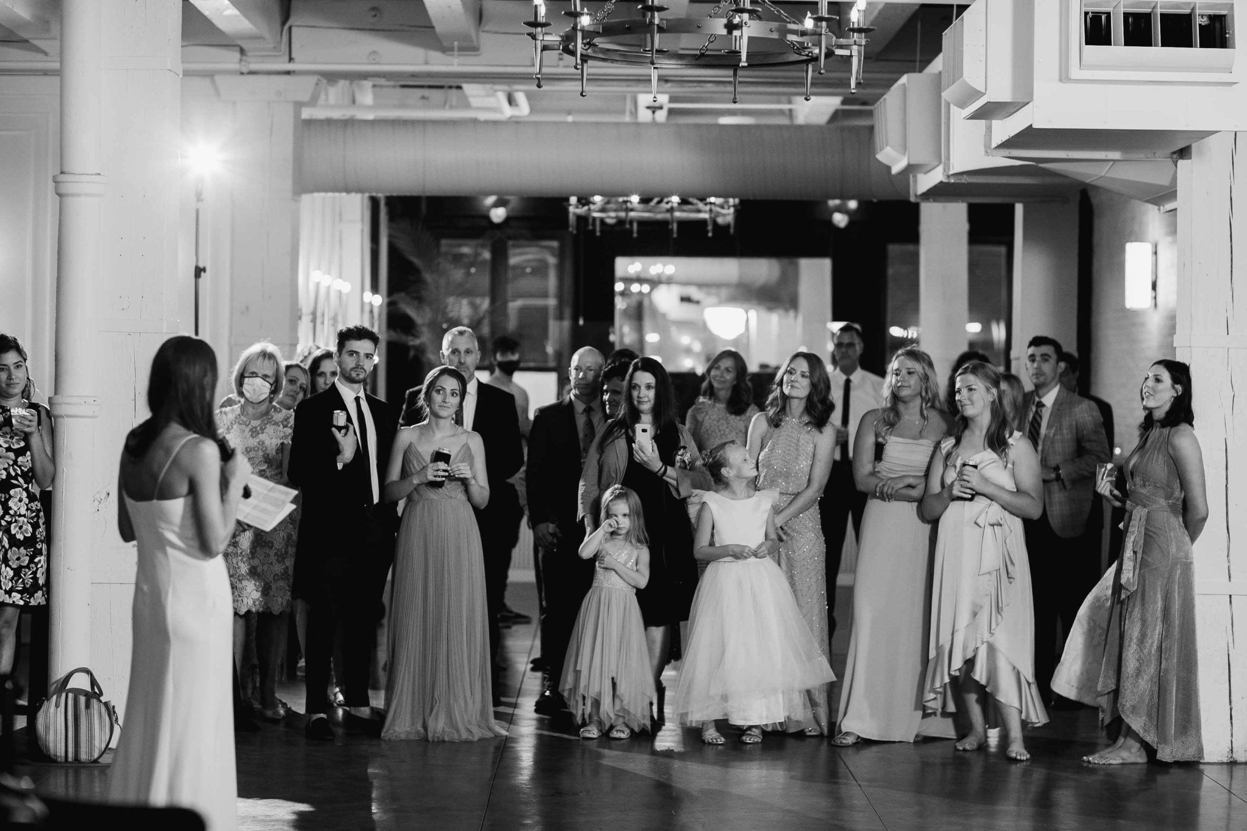 Company 251 Geneva Wedding Photographer bride giving toast to wedding guests