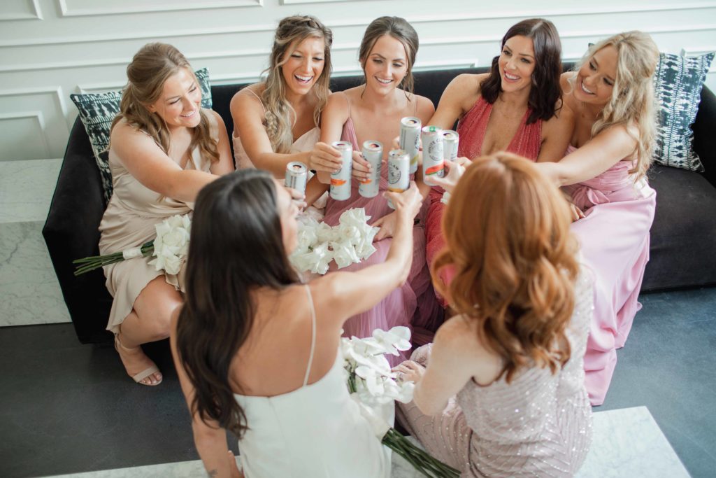 Company 251 Geneva Wedding Photographer bridesmaids cheers with drinks