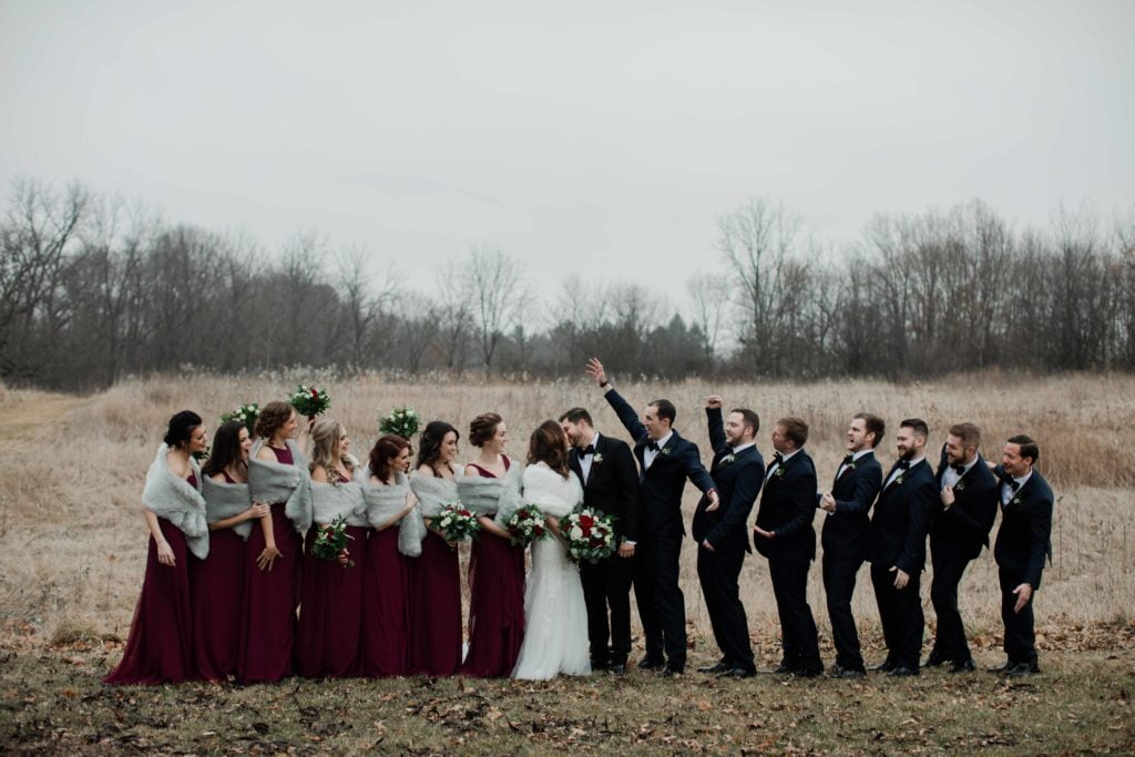 Hotel Baker Winter Wedding Photography Saint Charles Illinois Bridal Party Photo