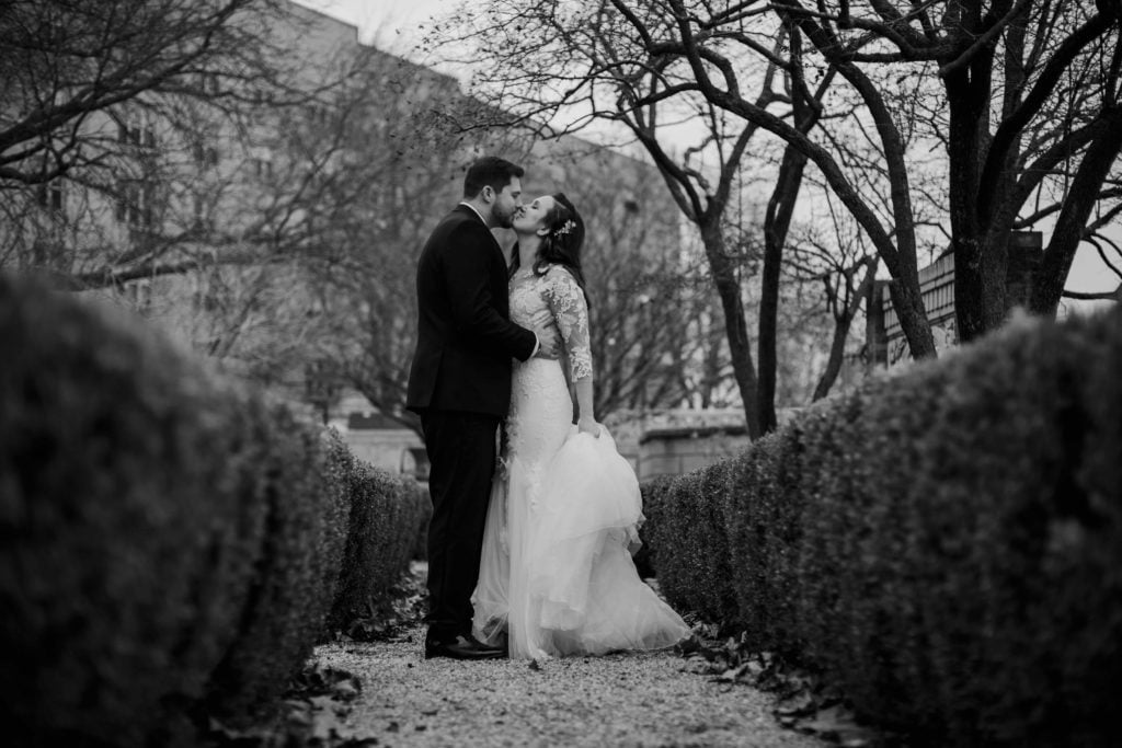 Hotel Baker Winter Wedding Photography Saint Charles Illinois Rose Garden Portraits