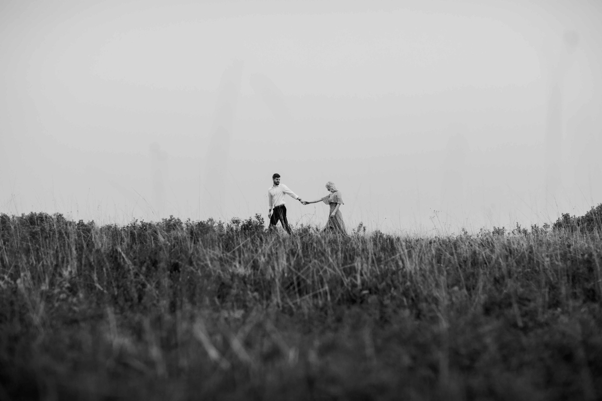 Leroy Oakes Engagement Photography by Saint Charles Illinois Photographer From far away in a field