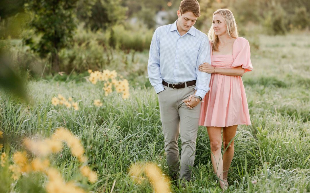 Sunrise Golden Hour Engagement Session at Forest Preserve in Batavia with Engagement Photographer