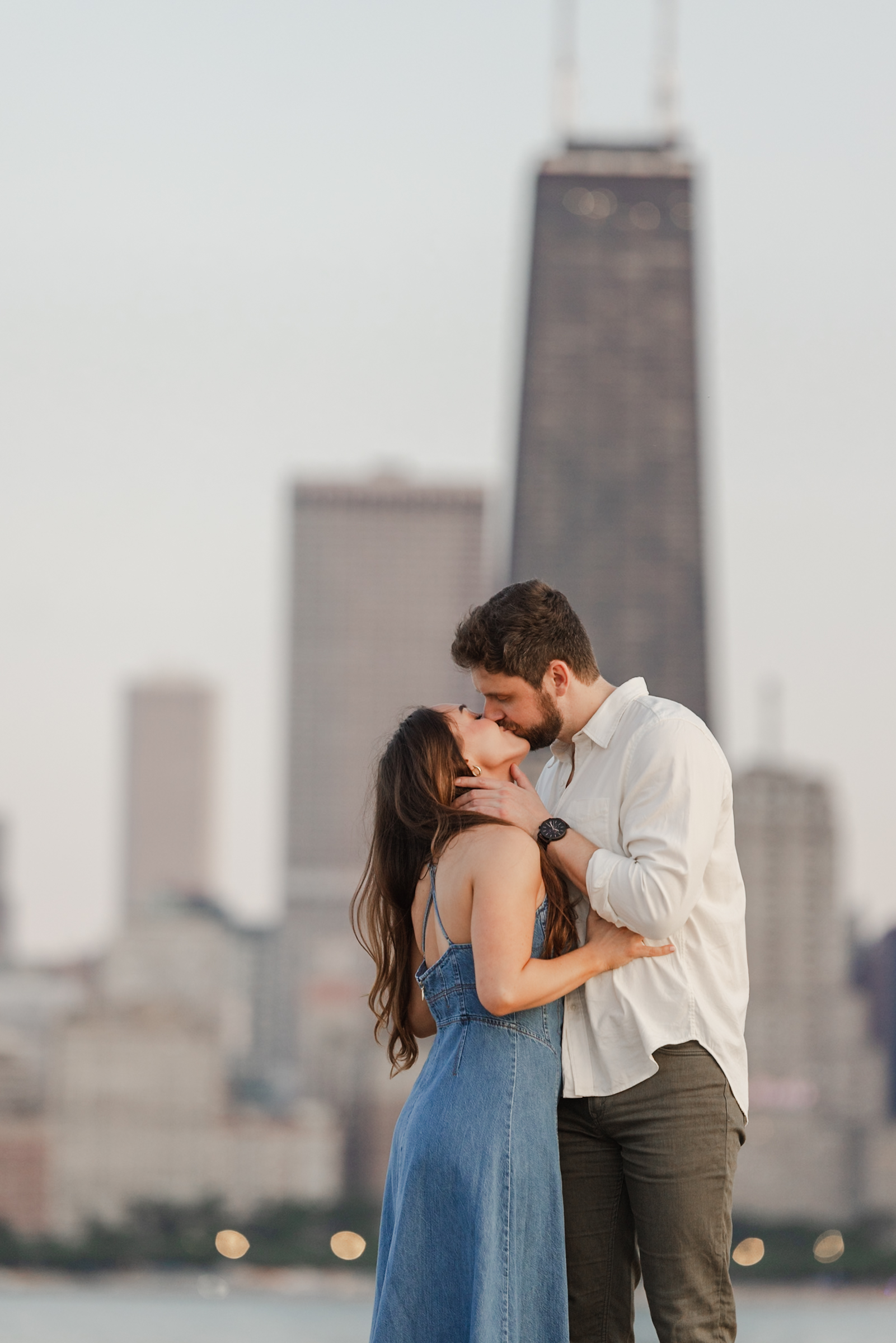 Chicago Engagement Photoshoot Lincoln Park and North Avenue Beach Chicago Skyline by Chicago Photography Mary Rose Photography