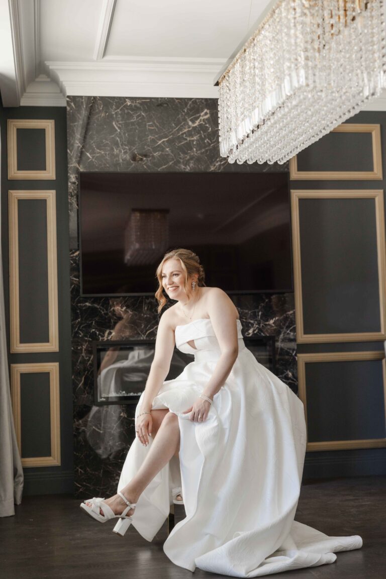 32-Elegant Modern Bride White Heels LaSalle Hotel Old Post Office by Chicago Wedding Photographer Mary Rose