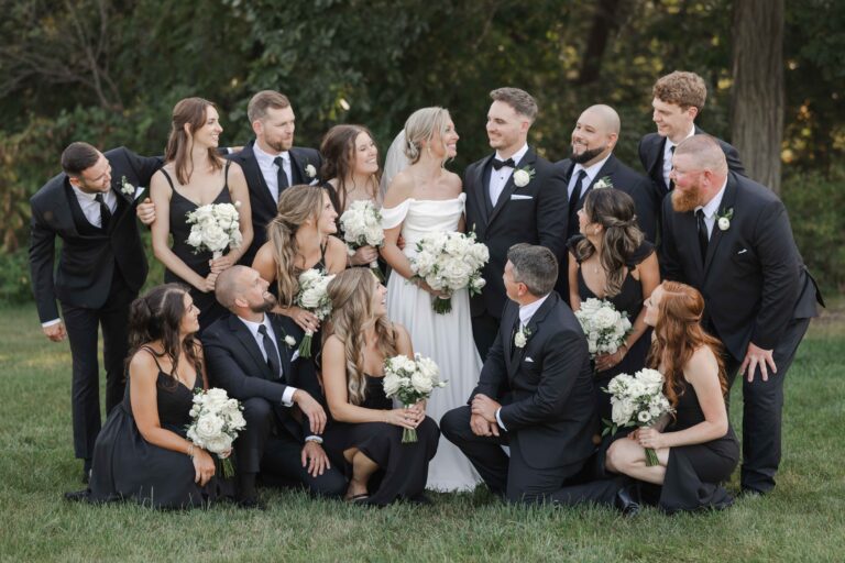 Bridal Party Together Modern Light The Pavillion at Orchard Ridge Farms Summer Fall September Wedding By Mary Rose Photography-50