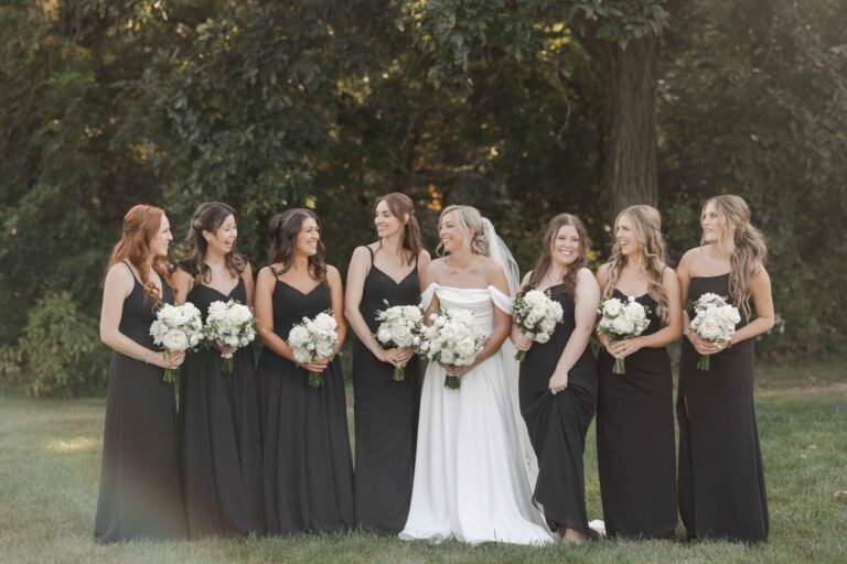 Bride with Party Modern Light The Pavillion at Orchard Ridge Farms Summer Fall September Wedding By Mary Rose Photography-53