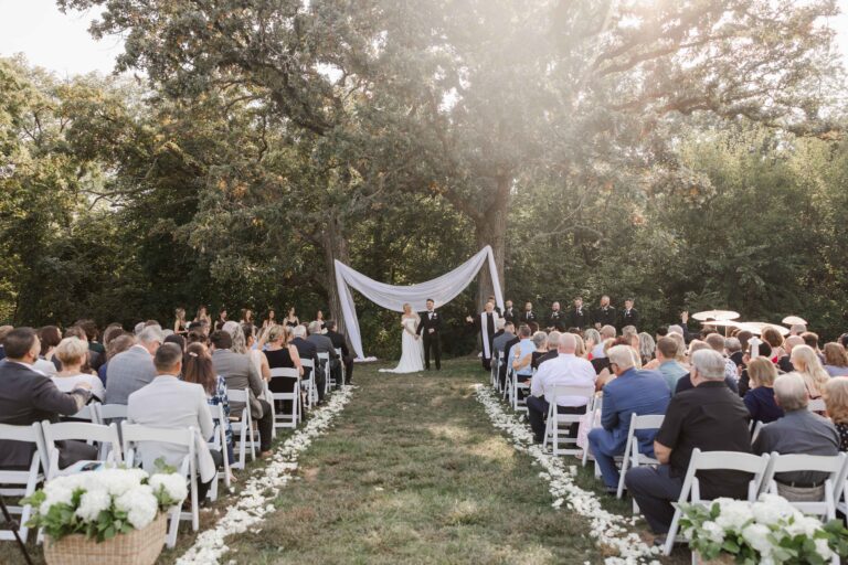 Ceremony Modern Light The Pavillion at Orchard Ridge Farms Summer Fall September Wedding By Mary Rose Photography-41