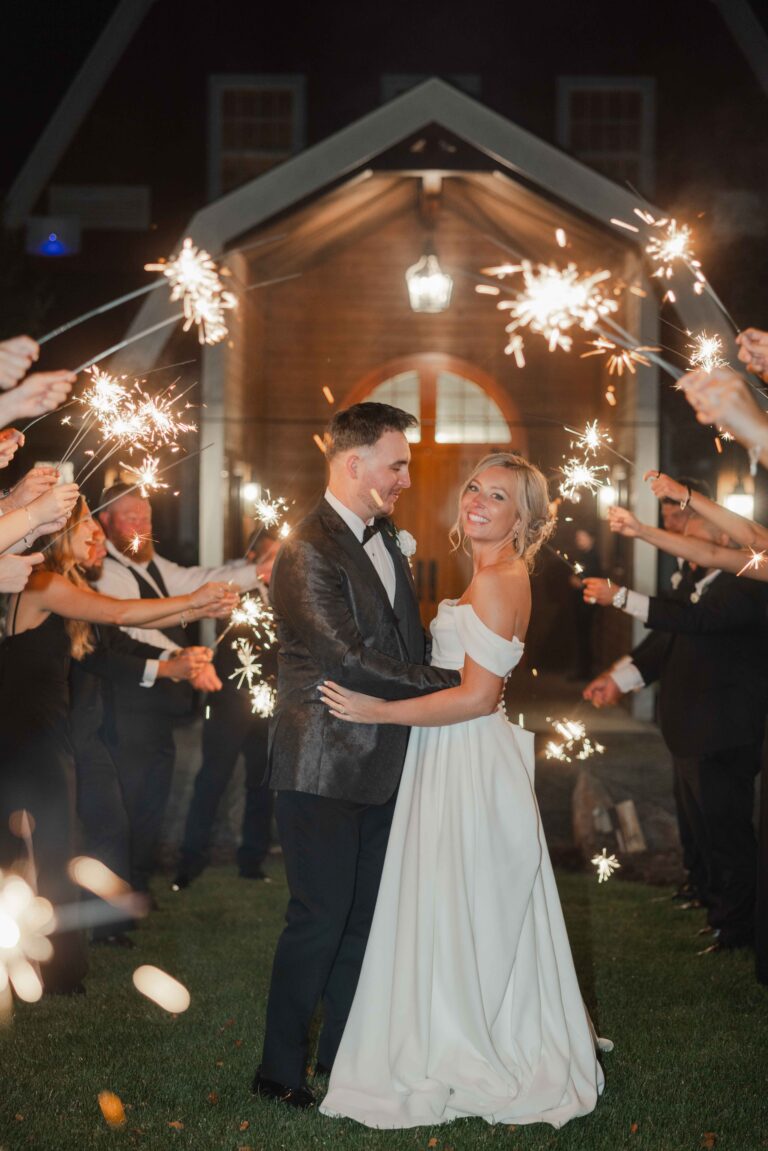 Classic Light Sparkler Send Off The Pavillion at Orchard Ridge Farms Summer Fall September Wedding By Mary Rose Photography-176