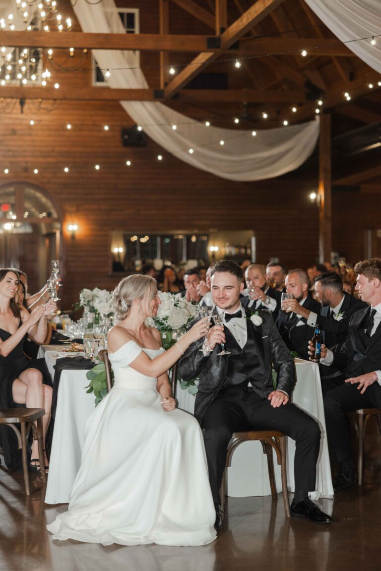 Classic Light Speech Toast The Pavillion at Orchard Ridge Farms Summer Fall September Wedding By Mary Rose Photography-155
