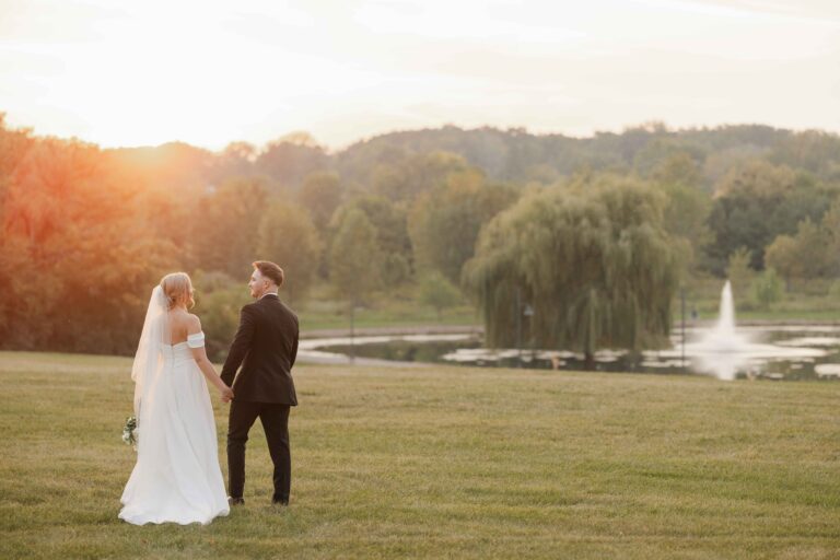 Distant Shot Golden Hour Classic Light The Pavillion at Orchard Ridge Farms Summer Fall September Wedding By Mary Rose Photography-141