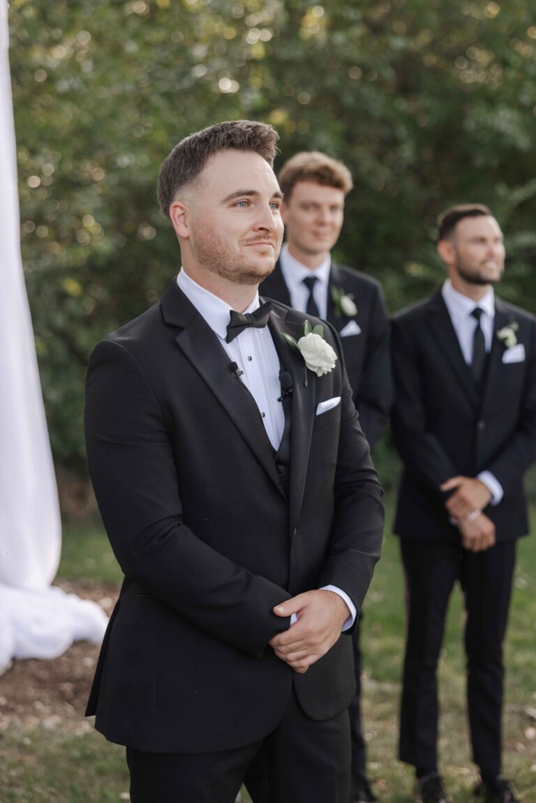 Groom Ceremony Modern Light The Pavillion at Orchard Ridge Farms Summer Fall September Wedding By Mary Rose Photography-36