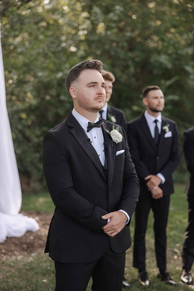 Modern Light Groom Gazing at Bride The Pavillion at Orchard Ridge Farms Summer Fall September Wedding By Mary Rose Photography-37