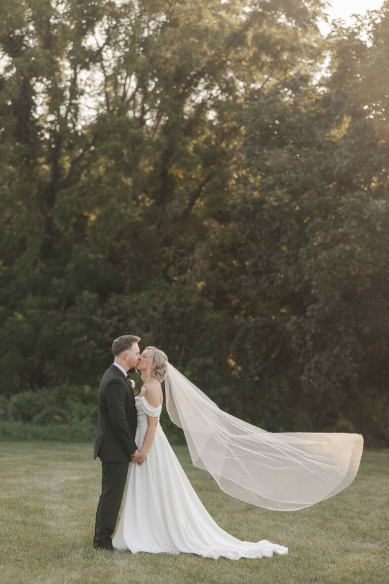 Modern Light Veil Blowing in Wind The Pavillion at Orchard Ridge Farms Summer Fall September Wedding By Mary Rose Photography-60