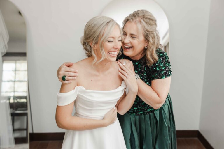 Mom and Bride Laughing Modern Light The Pavillion at Orchard Ridge Farms Summer Fall September Wedding By Mary Rose Photography-23