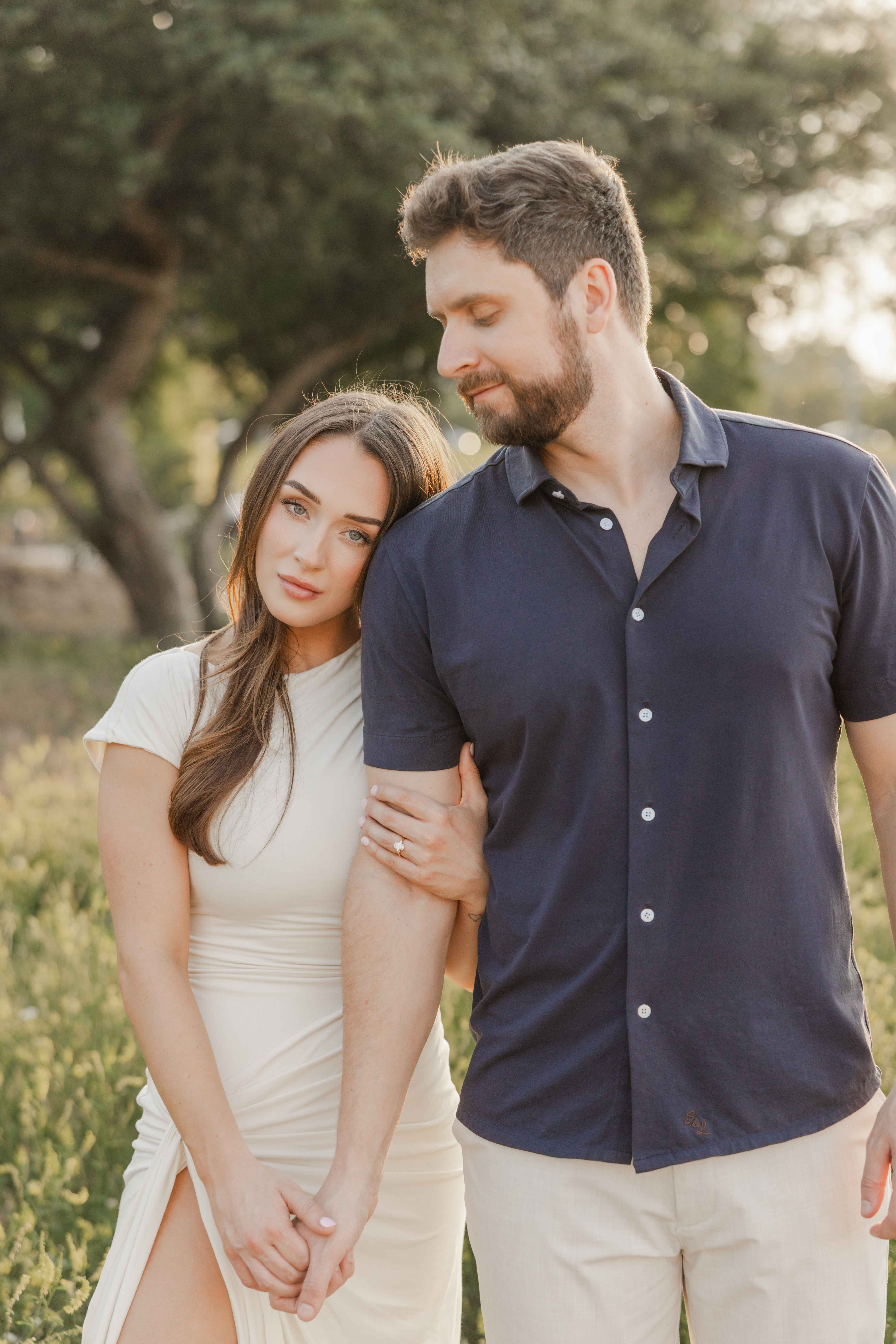 Staring at Bride Soft Light Chicago Engagement Session Skyline North Avenue Engagement Photography By Mary Rose Photographer-45