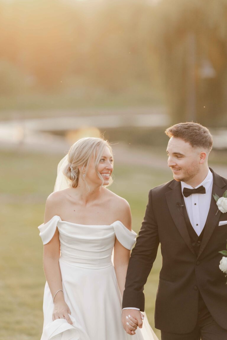 Walking in Golden Hour Classic Light The Pavillion at Orchard Ridge Farms Summer Fall September Wedding By Mary Rose Photography-124