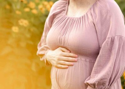 Saint Charles Illinois Summer Fall Outdoor Flowers and Field Maternity Session Golden Hour and Sunset