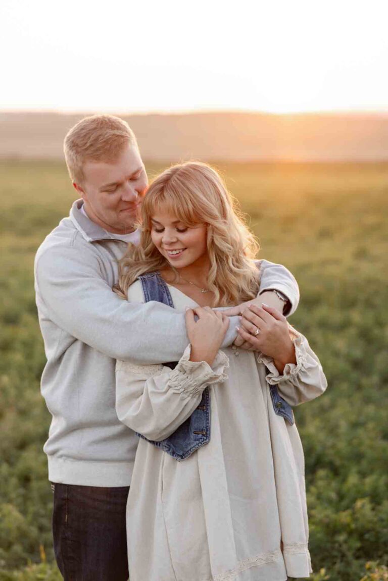 16-Light Modern Engagement Field Photoshoot by Saint Charles Engagement Photographer Mary Rose