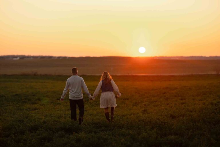 20-Walking Into Sunset Light Modern Engagement Photoshoot by Saint Charles Engagement Photographer Mary Rose
