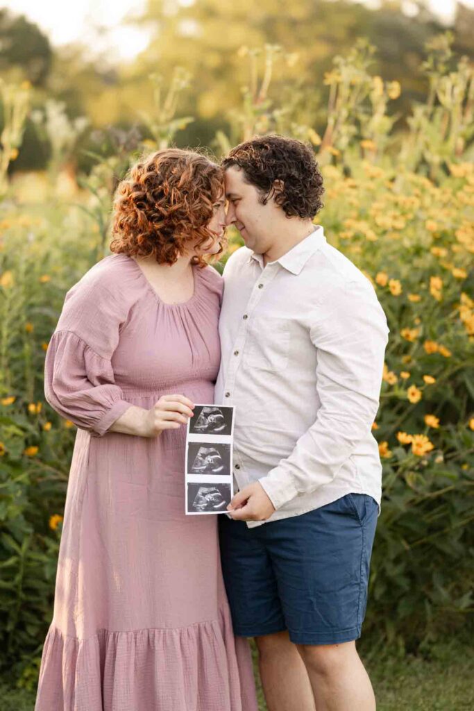 3-Light Classic Ultrasound Saint Charles Illinois Fall Outdoor Flowers and Field Maternity Session By Mary Rose Photography