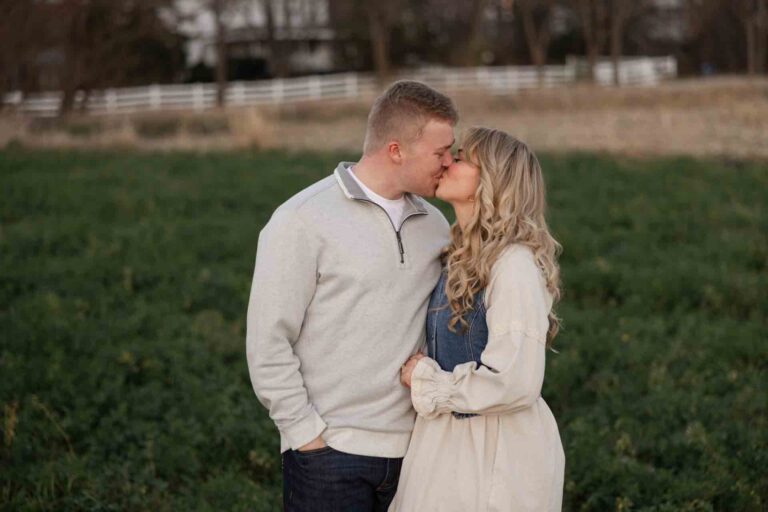 31-Kissing On Farm Light Modern Engagement Photoshoot by Saint Charles Engagement Photographer Mary Rose