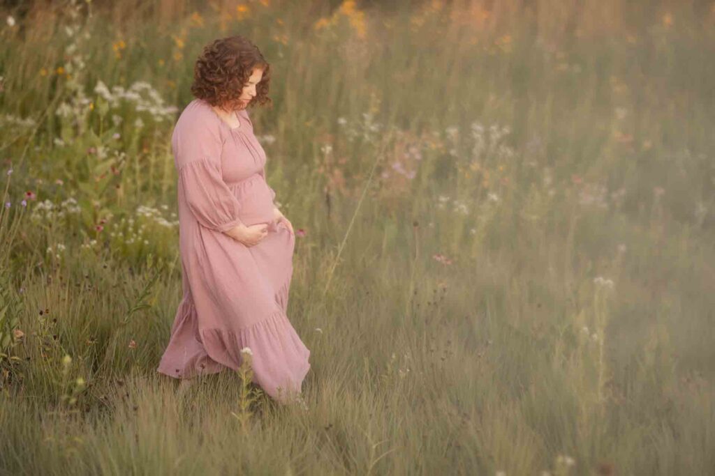 37-Light Classic Saint Charles Illinois Fall Outdoor Flowers and Field Maternity Session By Mary Rose Photography