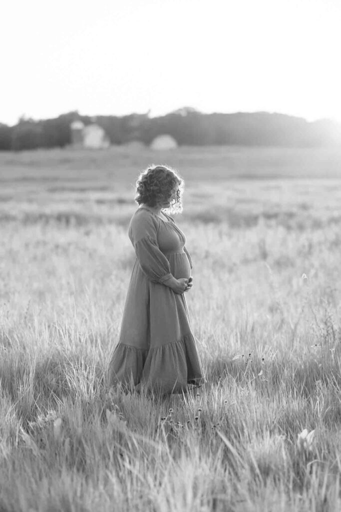 45-Light Classic Black and White Saint Charles Illinois Fall Outdoor Maternity Session By Mary Rose Photography