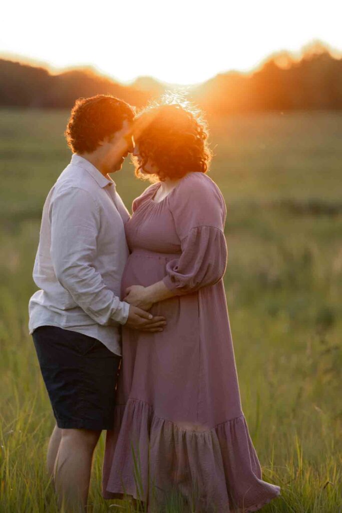 52-Saint Charles Illinois Summer Fall Outdoor Flowers and Field Maternity Session Golden Hour and Sunset