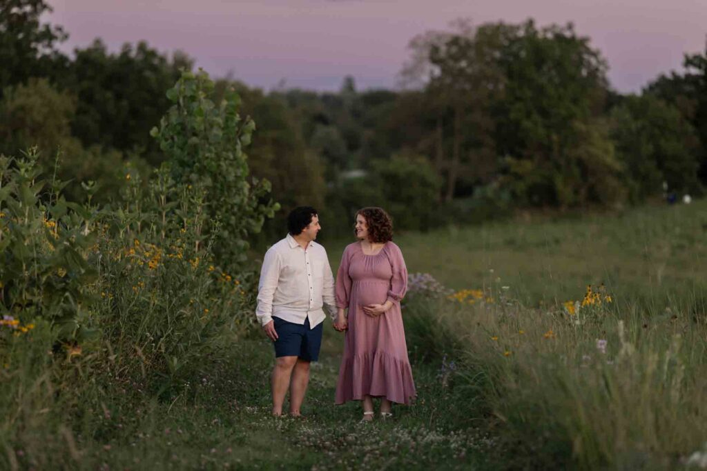 61-Saint Charles Illinois Summer Fall Outdoor Flowers and Field Maternity Session Golden Hour and Sunset
